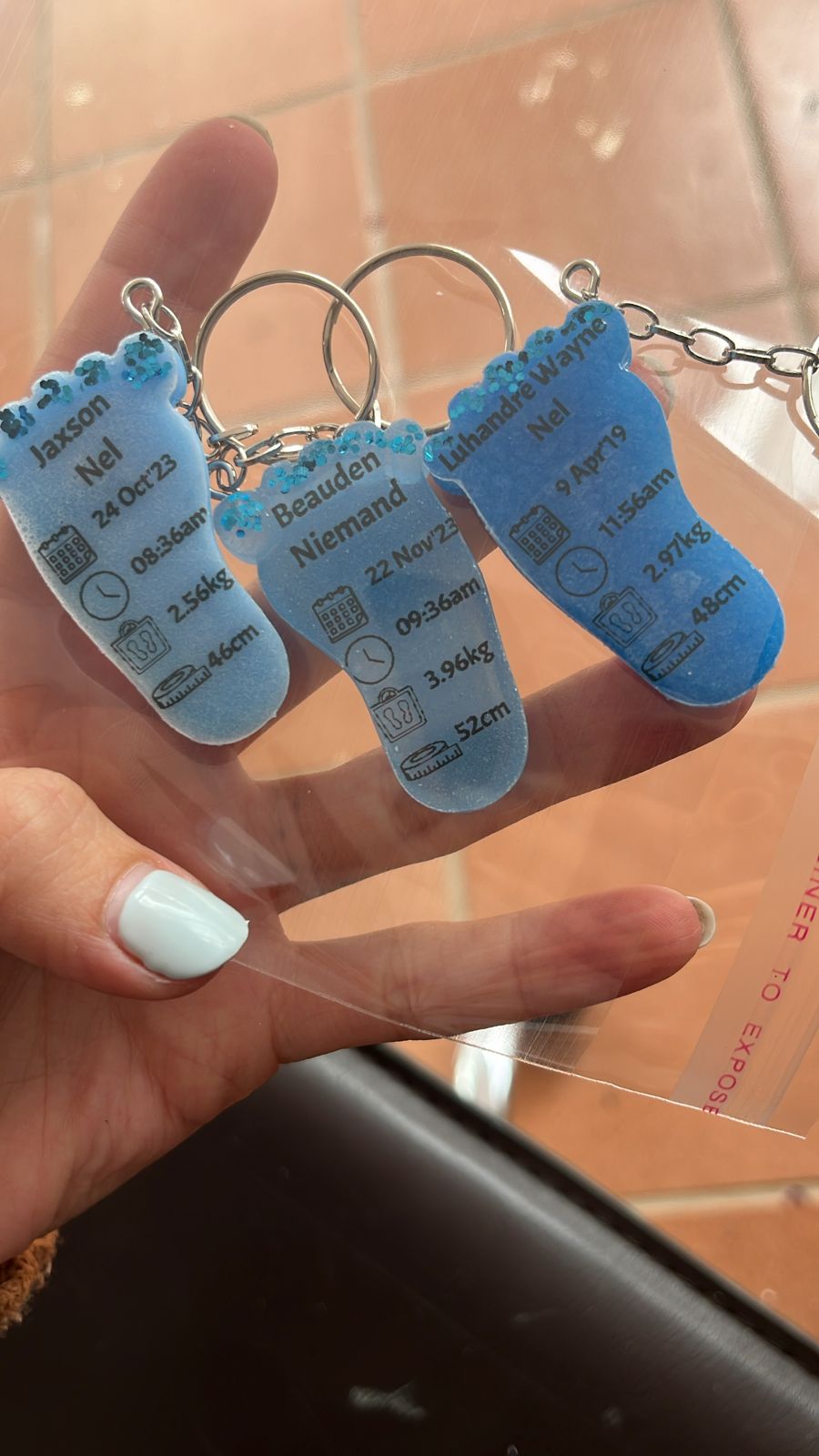 Small Foot Birth Detail Key Chain