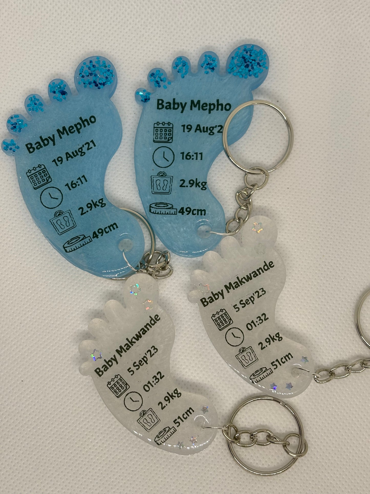 Large Foot Birth Detail Key Chain