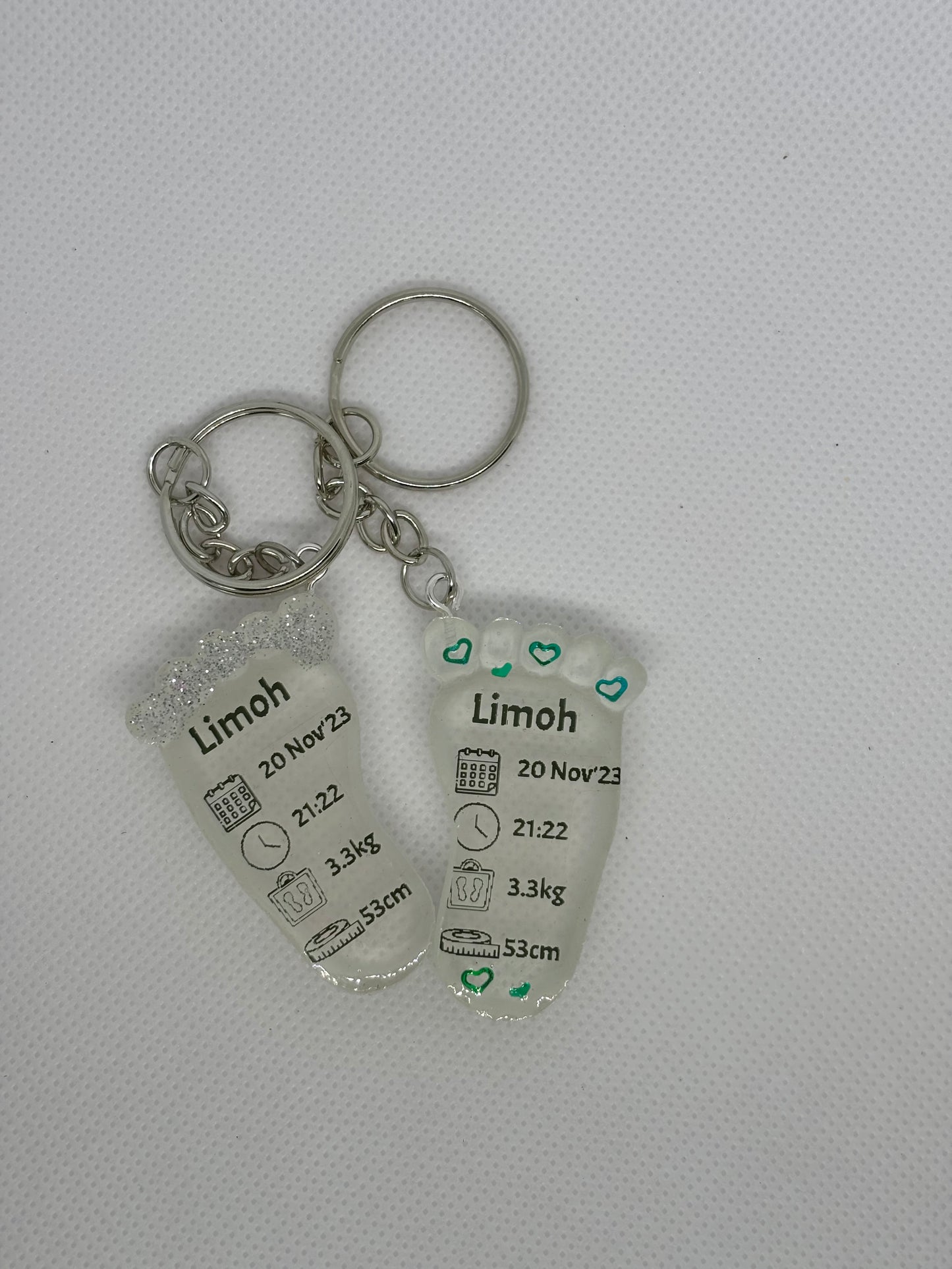 Small Foot Birth Detail Key Chain