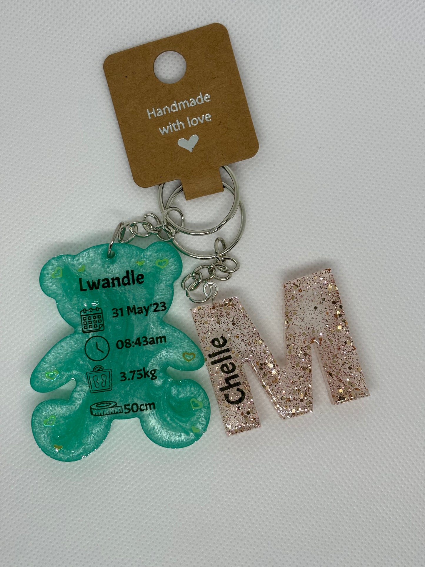 Teddy Bear Birth Detail Key Chain