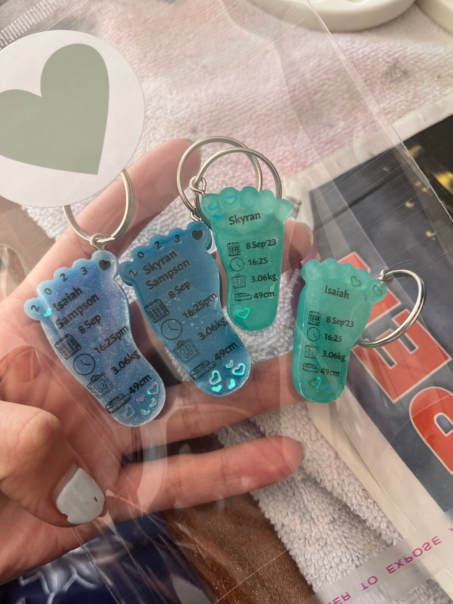 Small Foot Birth Detail Key Chain