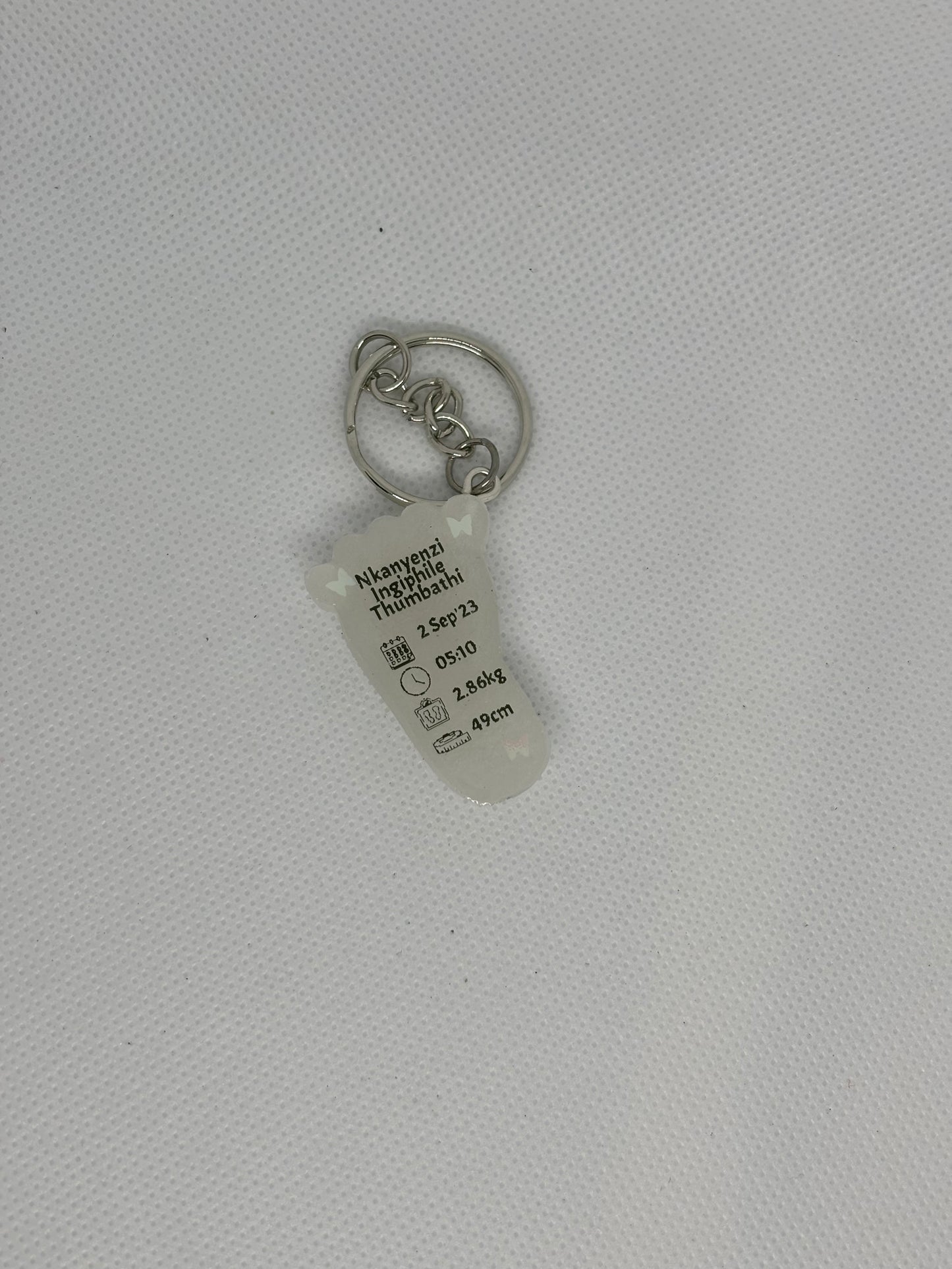 Extra Small Foot Birth Detail Key Chain