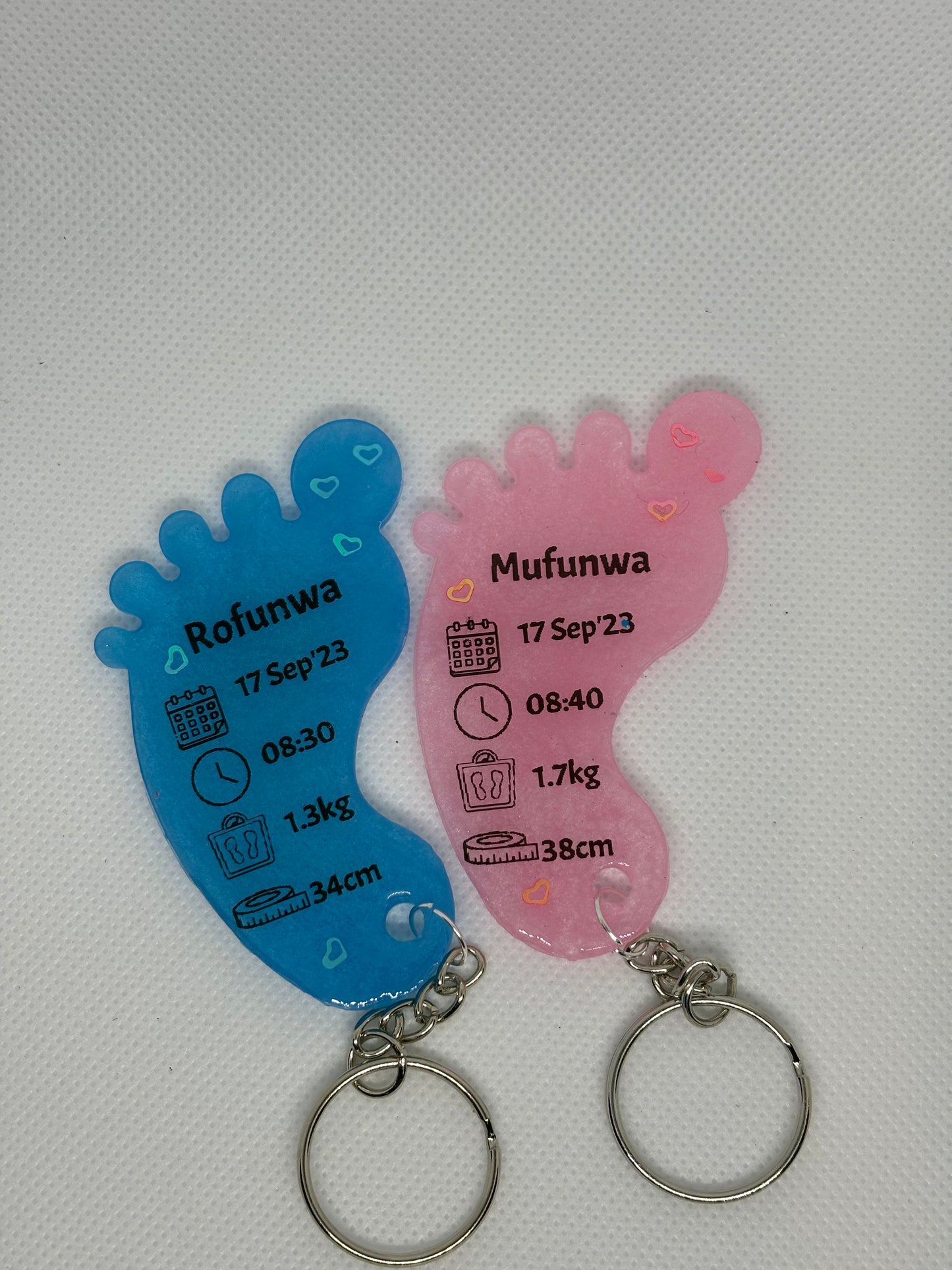 Large Foot Birth Detail Key Chain