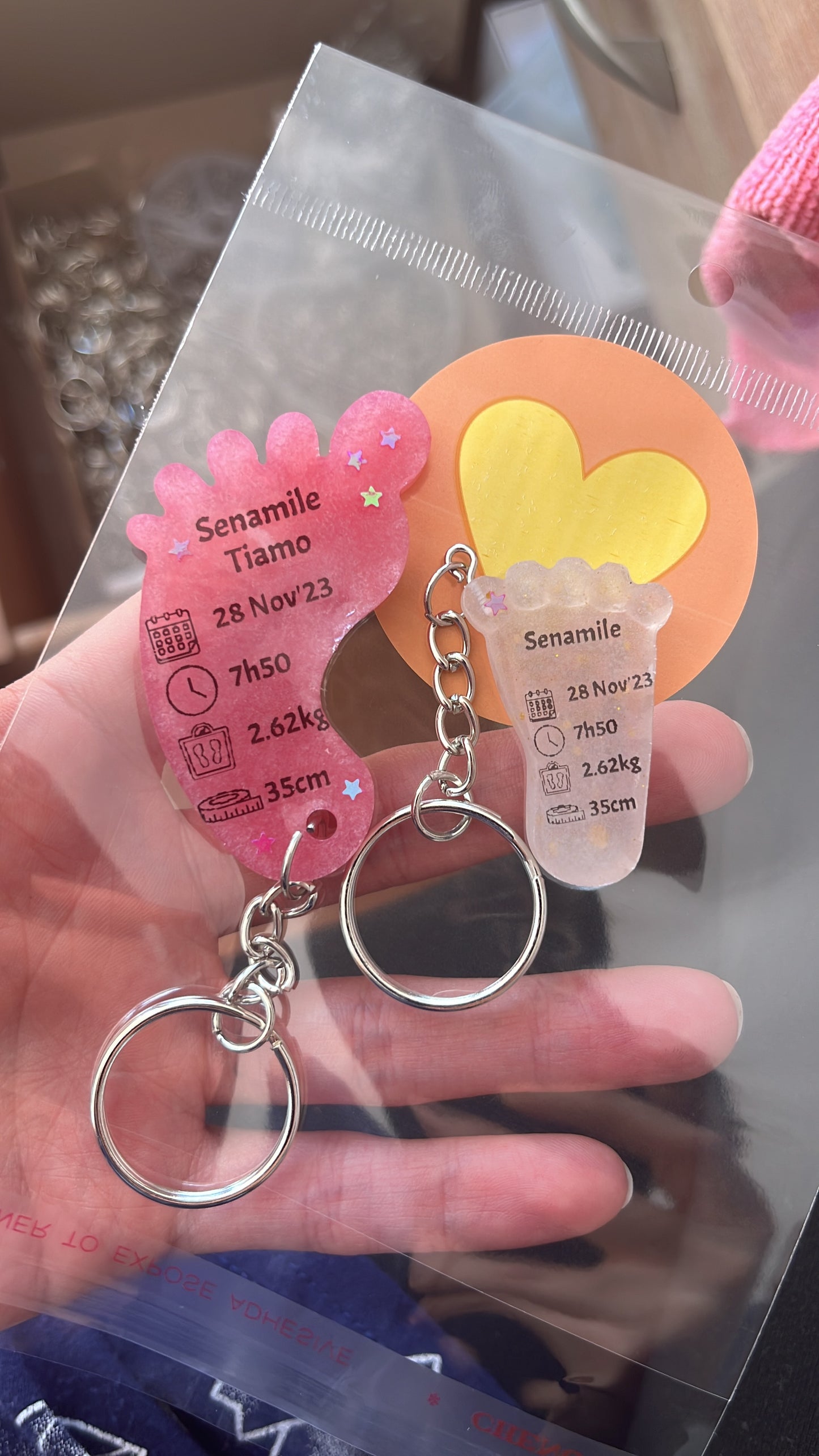 Extra Small Foot Birth Detail Key Chain