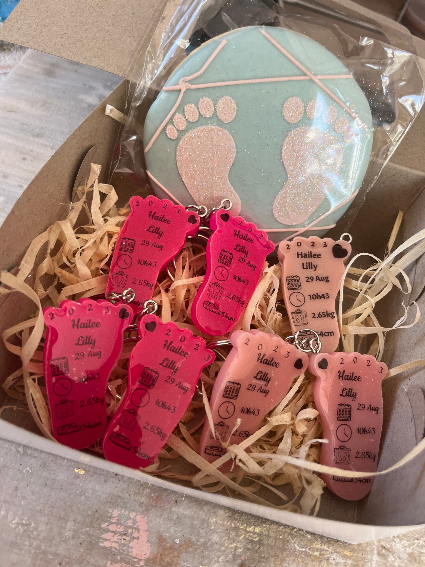 Small Foot Birth Detail Key Chain