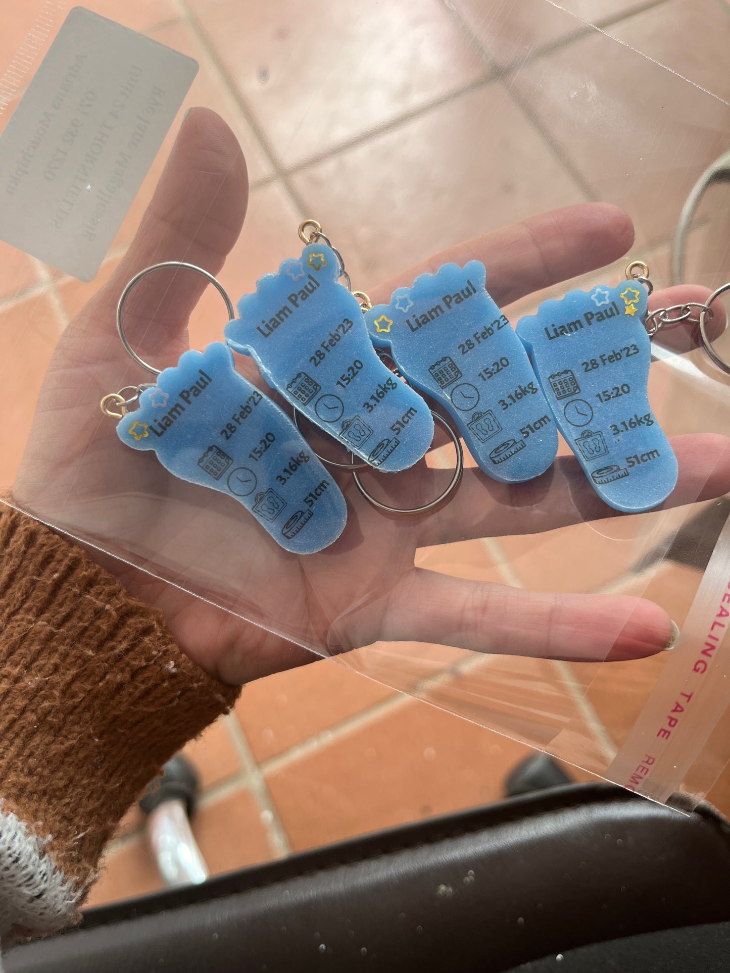 Small Foot Birth Detail Key Chain