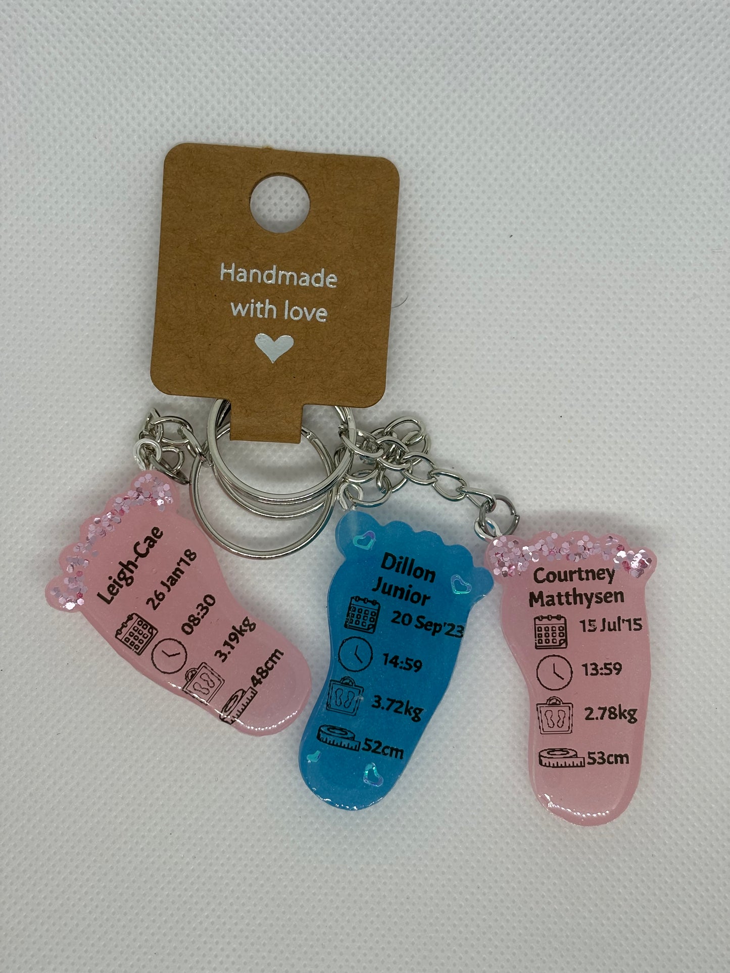 Small Foot Birth Detail Key Chain