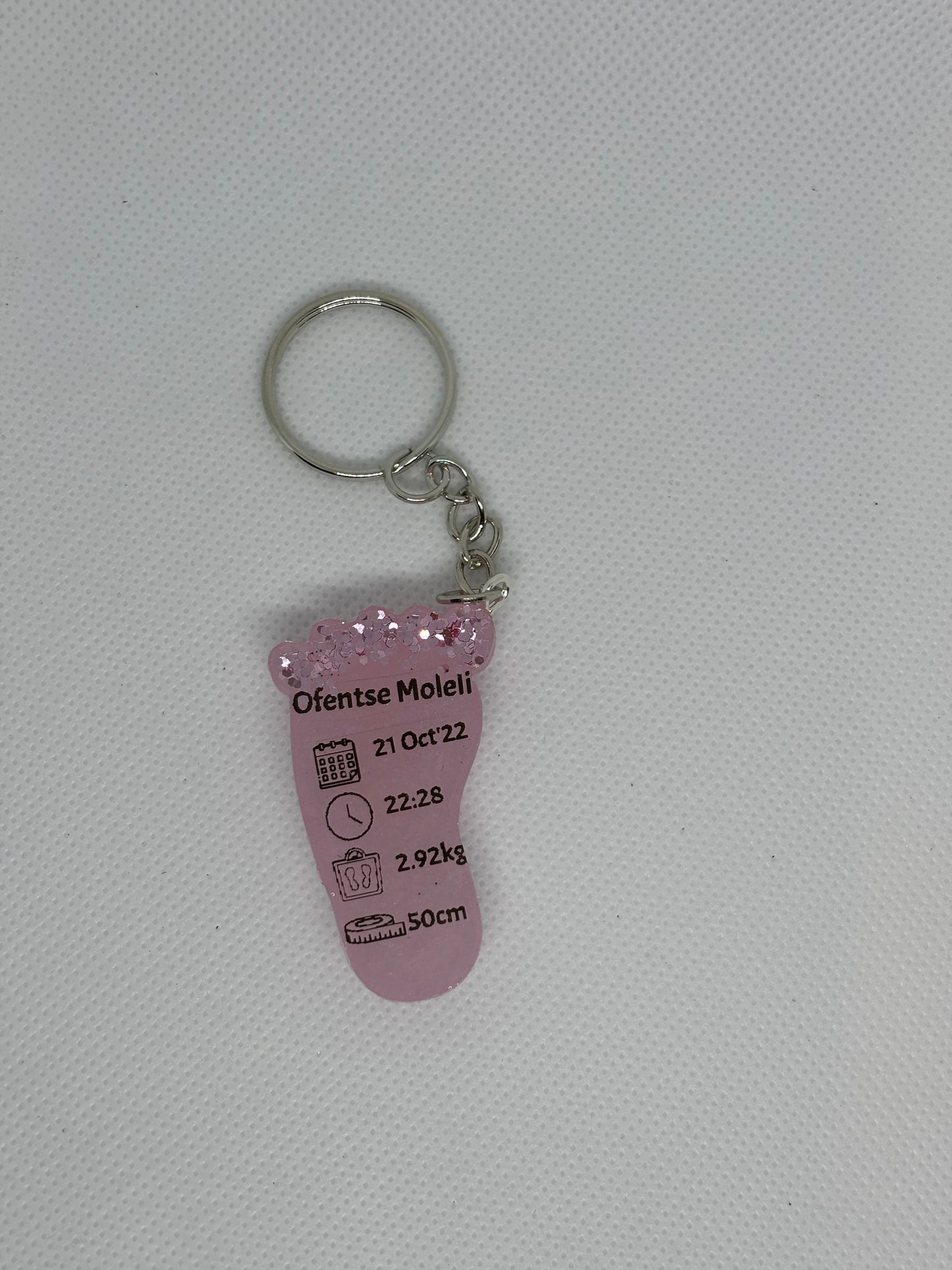 Small Foot Birth Detail Key Chain