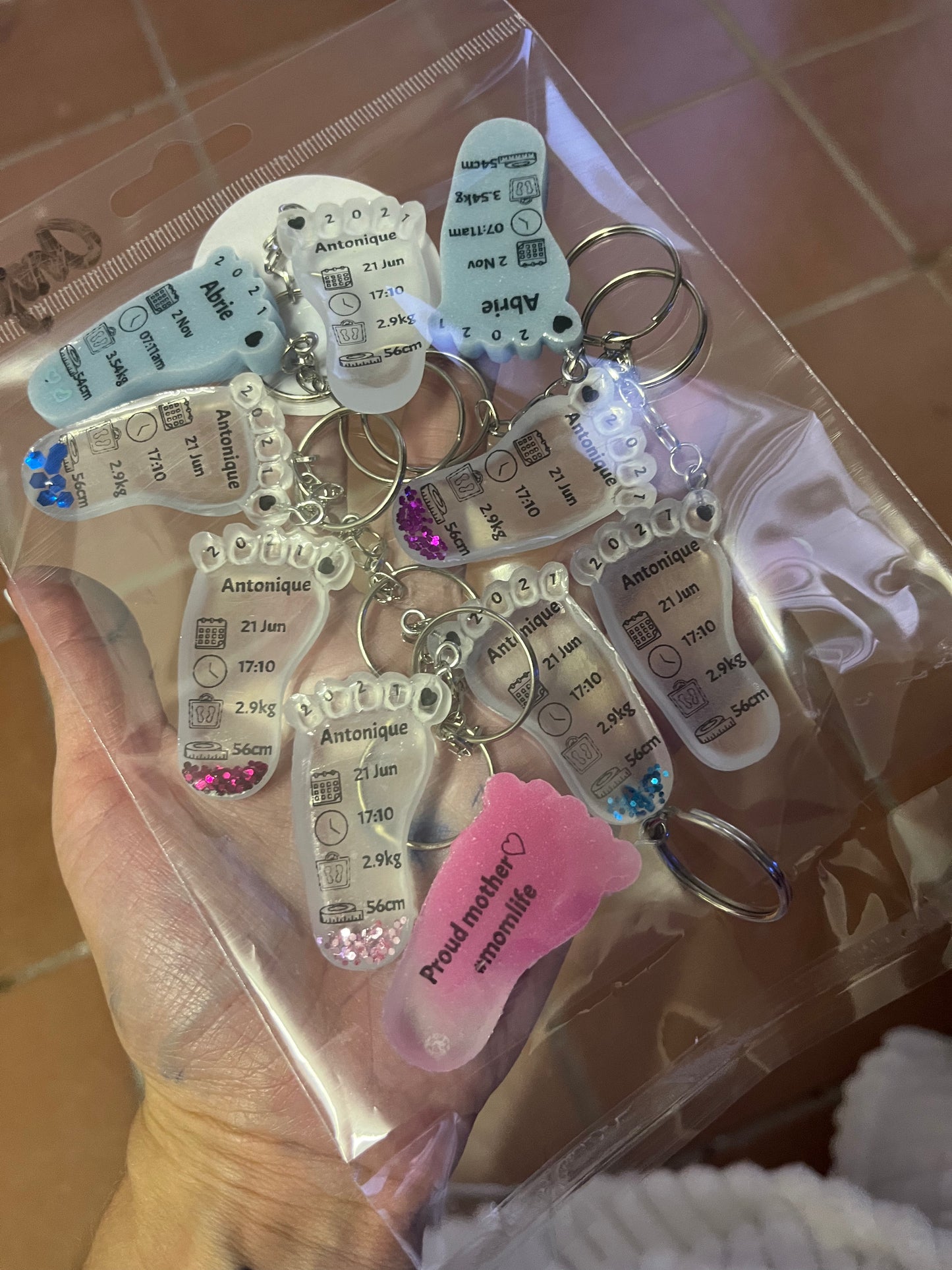 Small Foot Birth Detail Key Chain