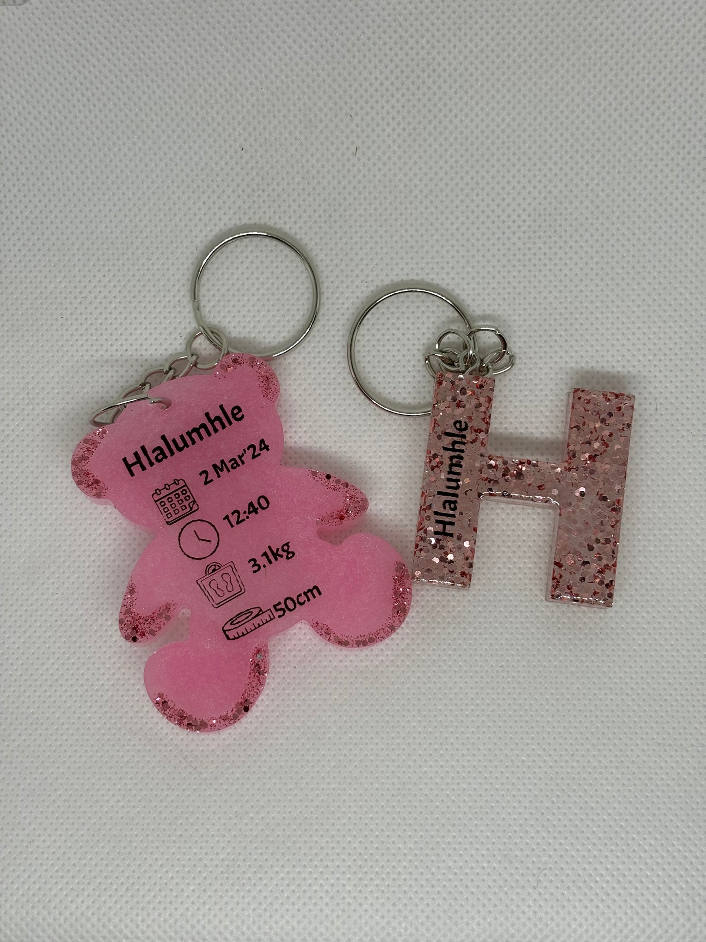 Teddy Bear Birth Detail Key Chain