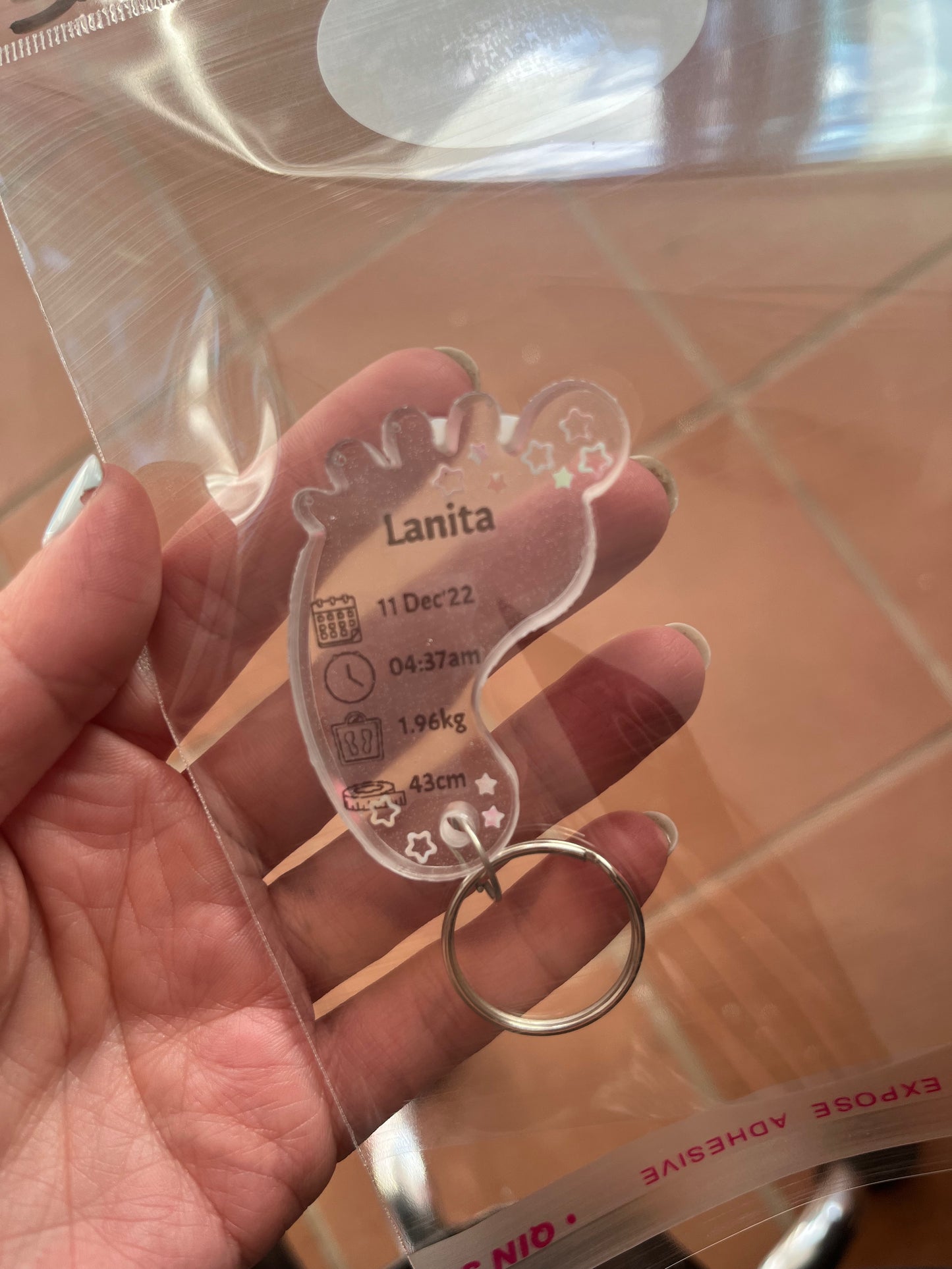 Medium Foot Birth Detail Key Chain Shape A