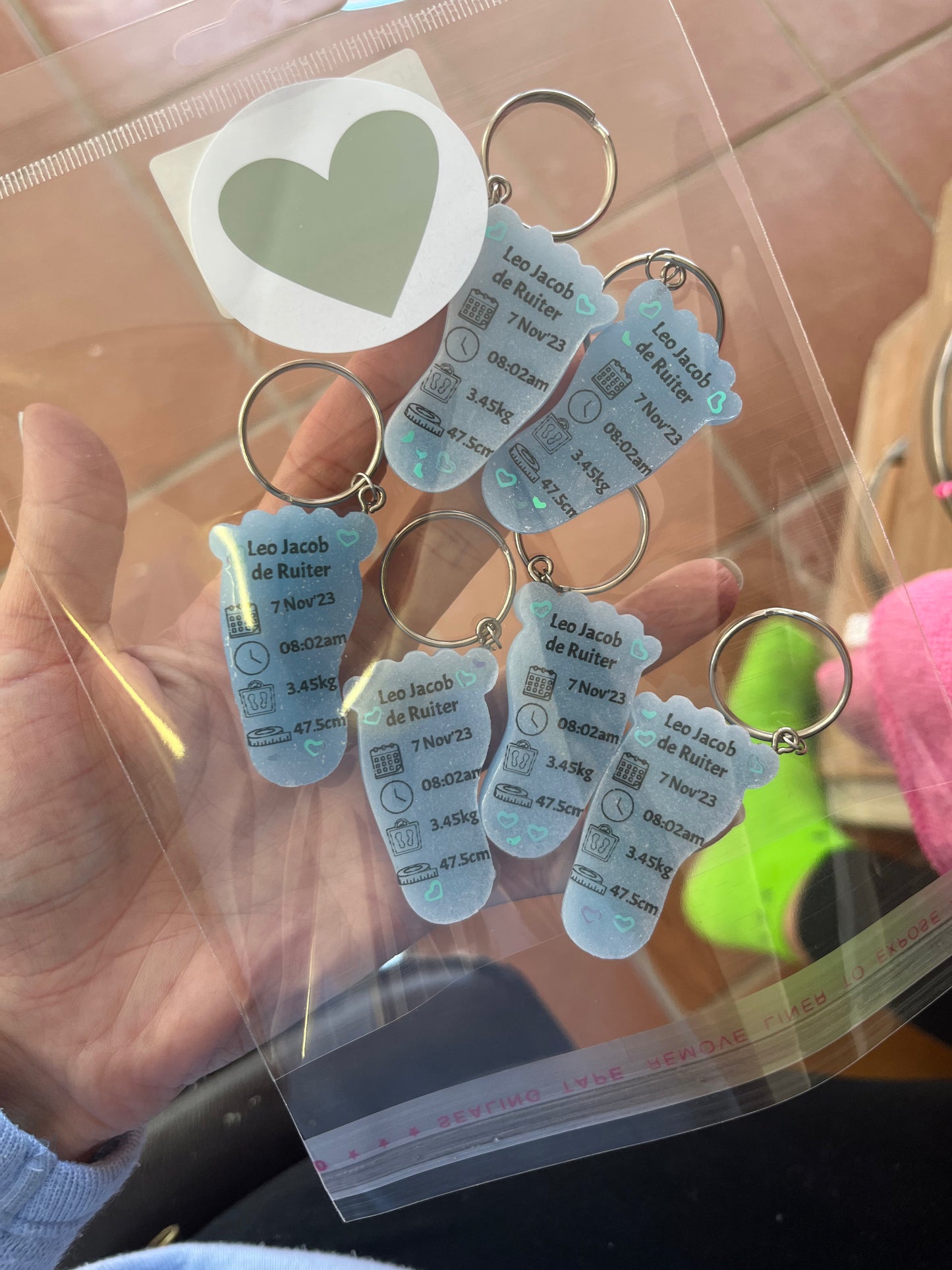 Small Foot Birth Detail Key Chain
