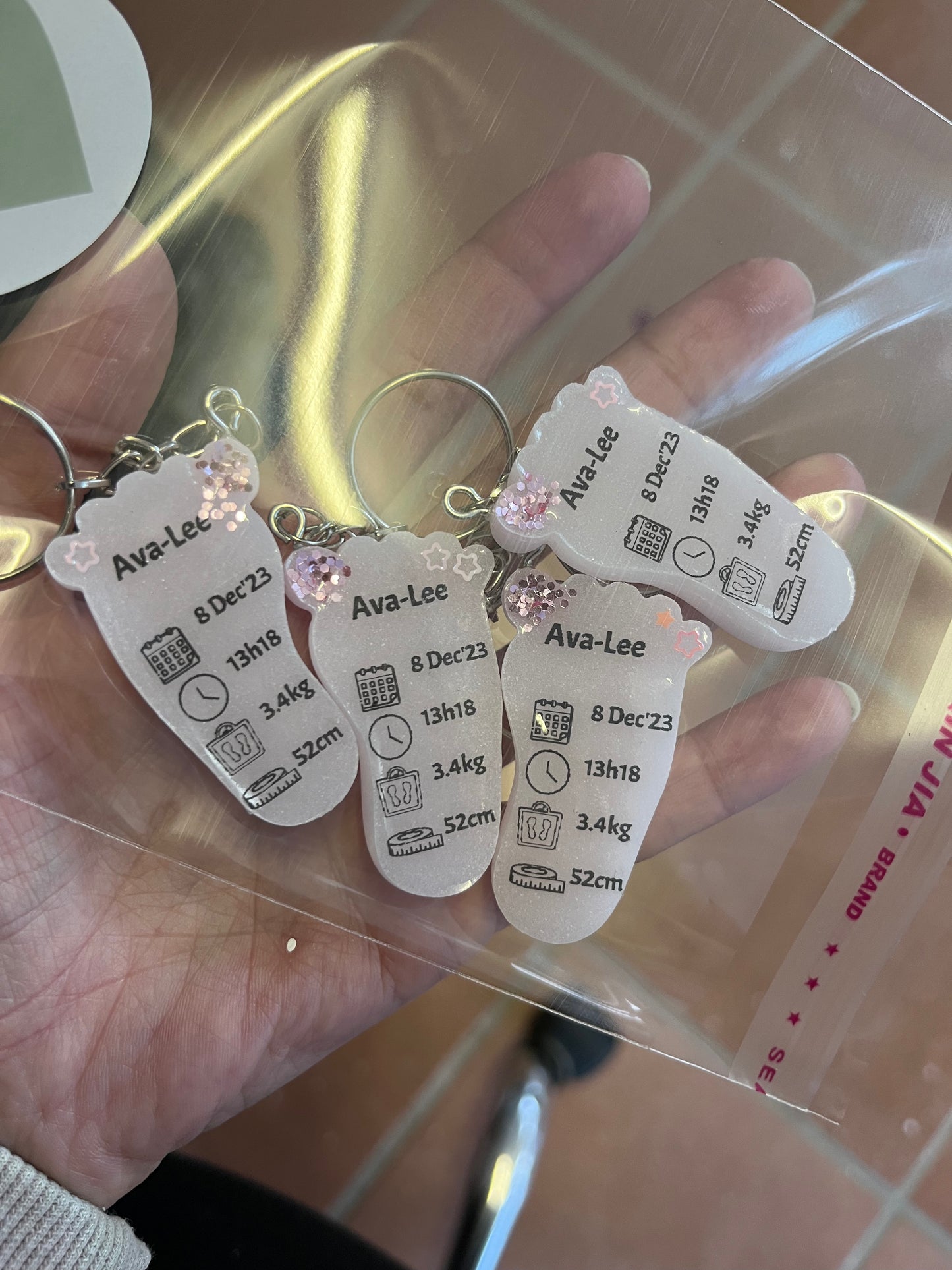 Small Foot Birth Detail Key Chain