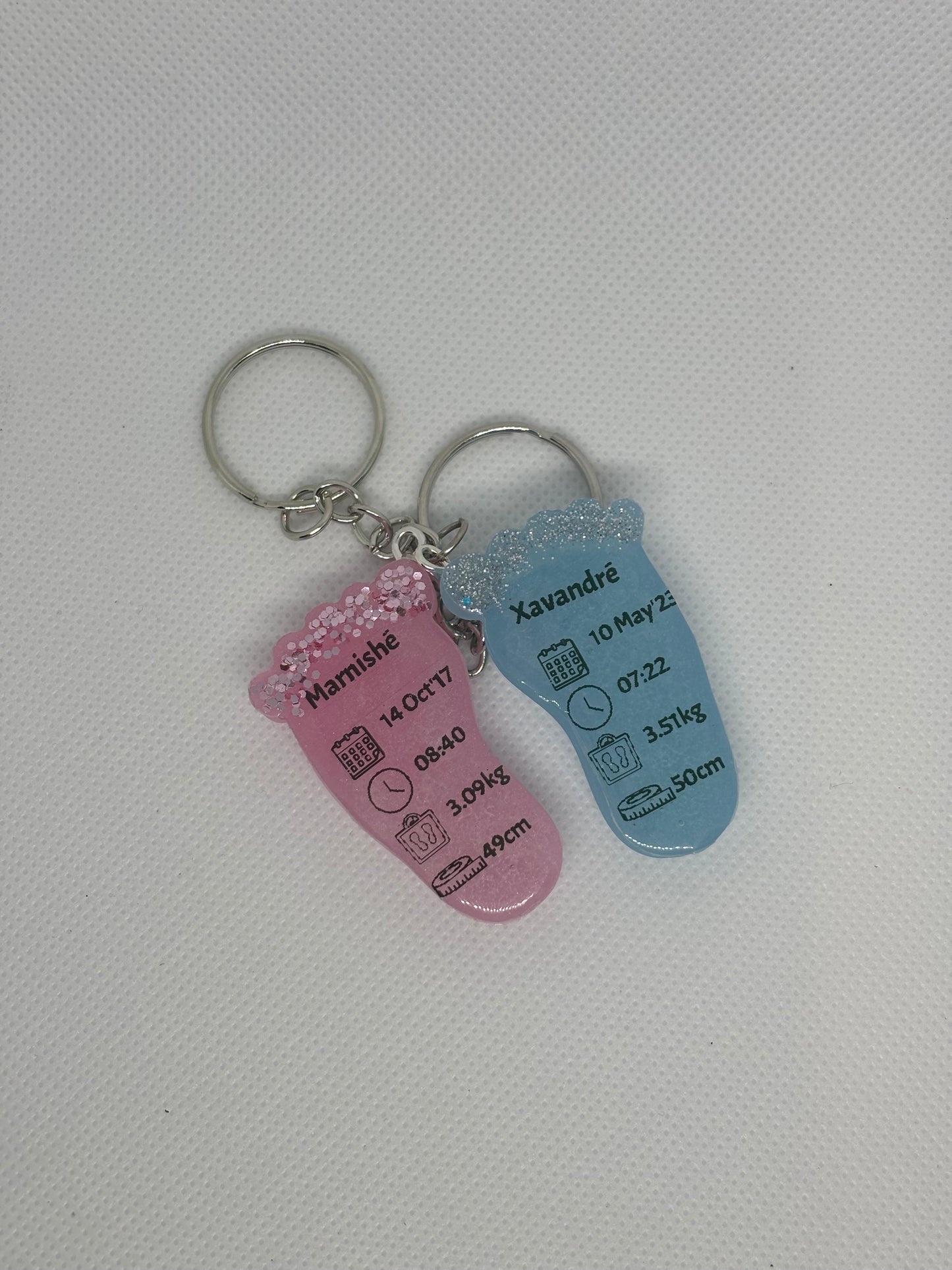 Small Foot Birth Detail Key Chain