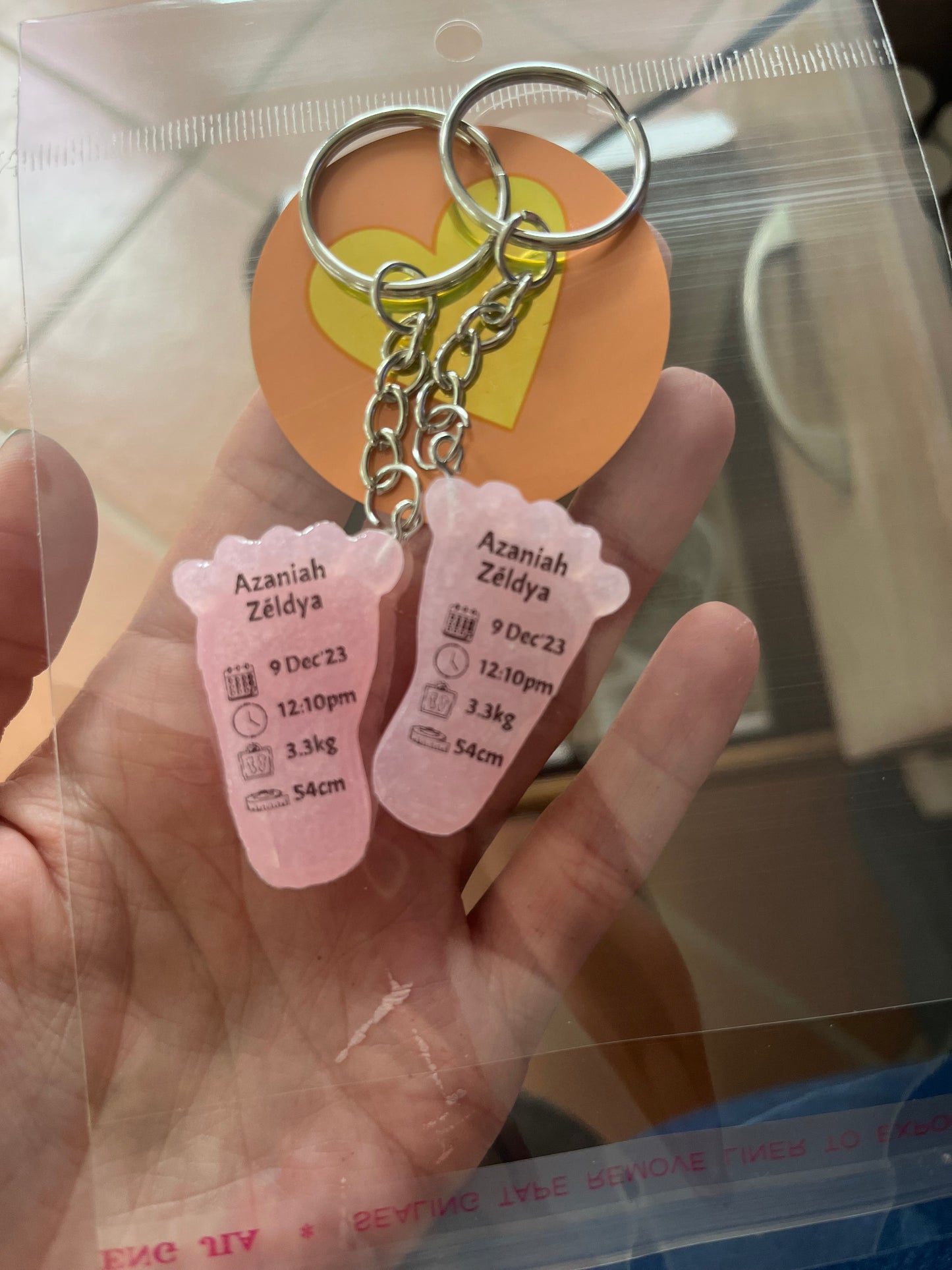 Extra Small Foot Birth Detail Key Chain