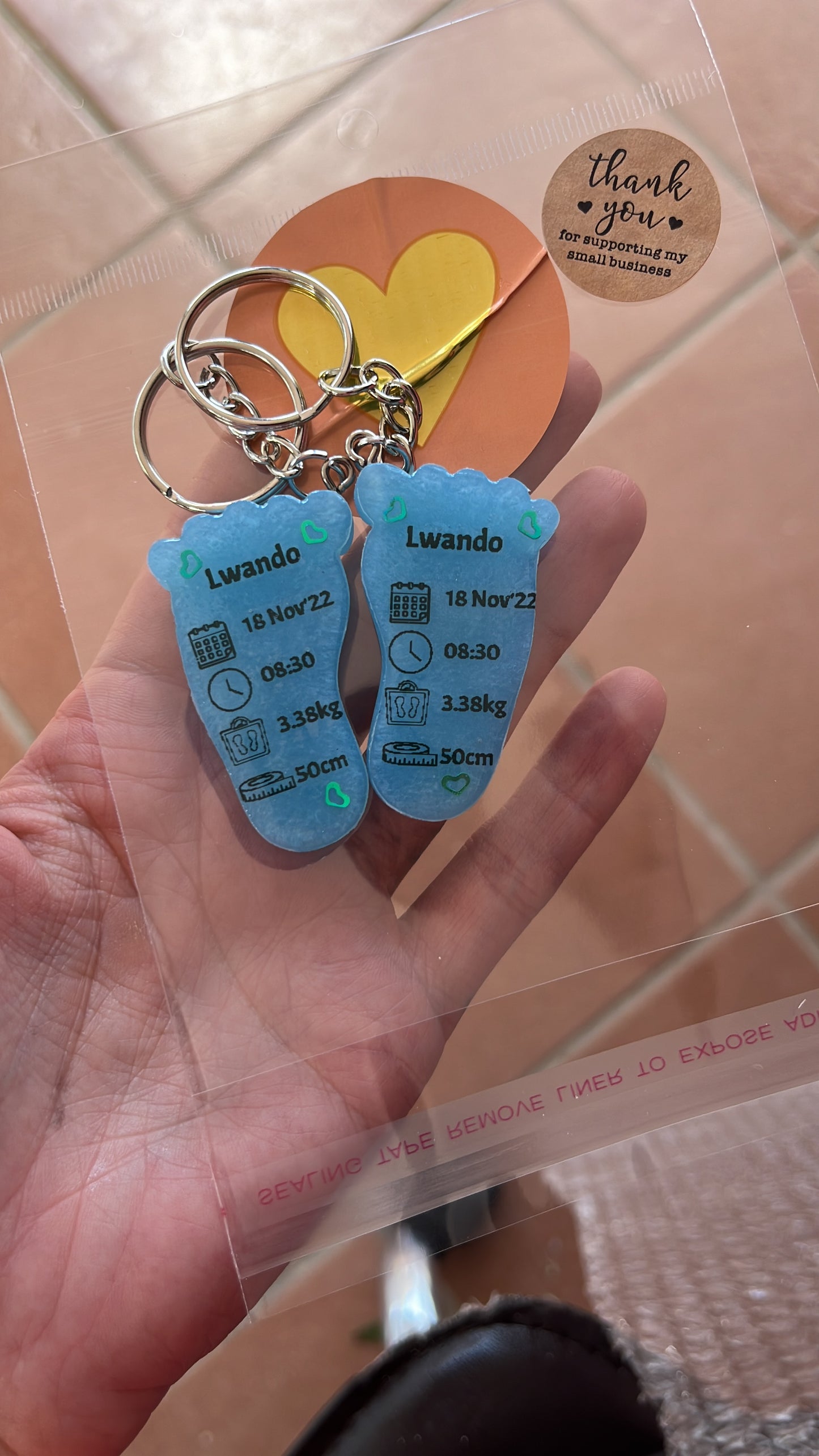 Small Foot Birth Detail Key Chain