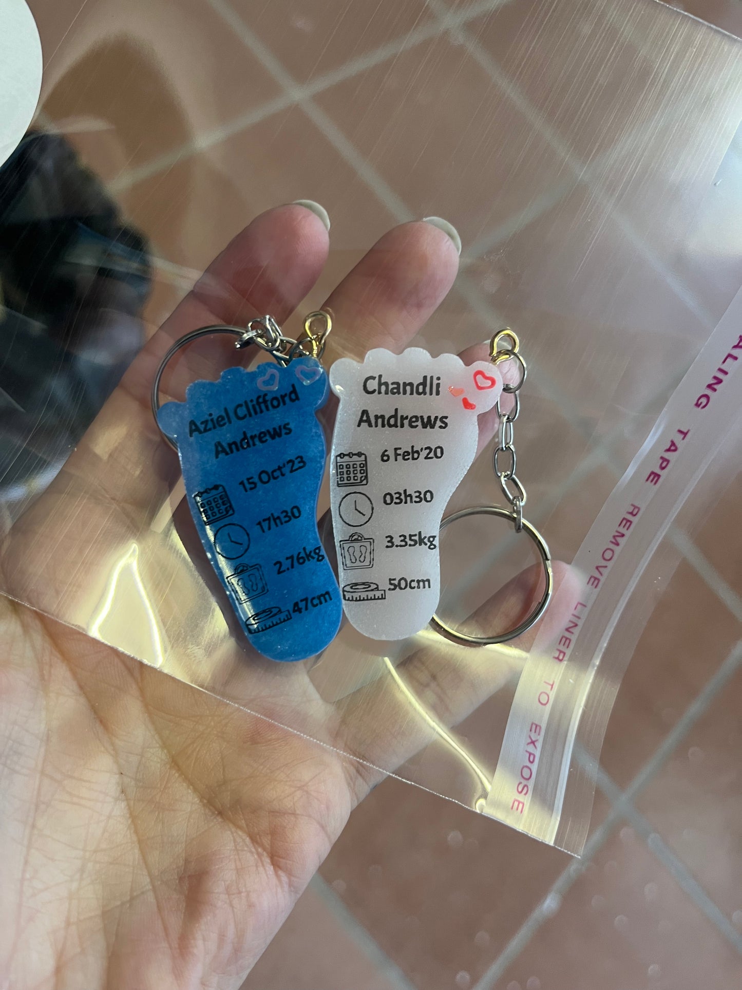 Small Foot Birth Detail Key Chain