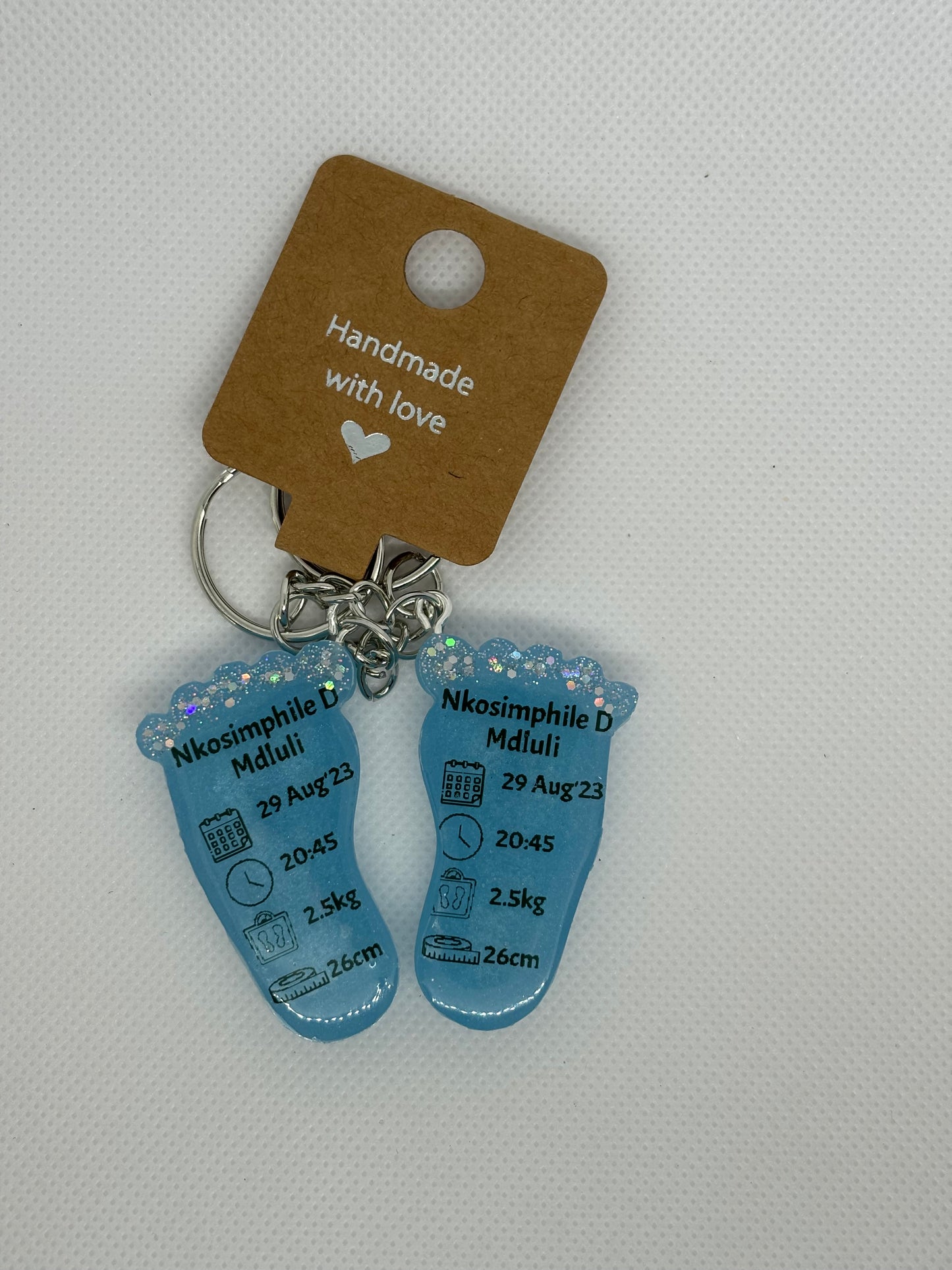 Small Foot Birth Detail Key Chain