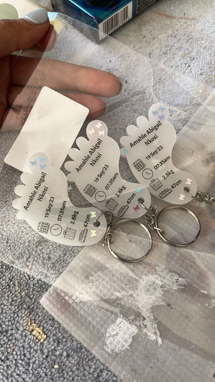 Large Foot Birth Detail Key Chain