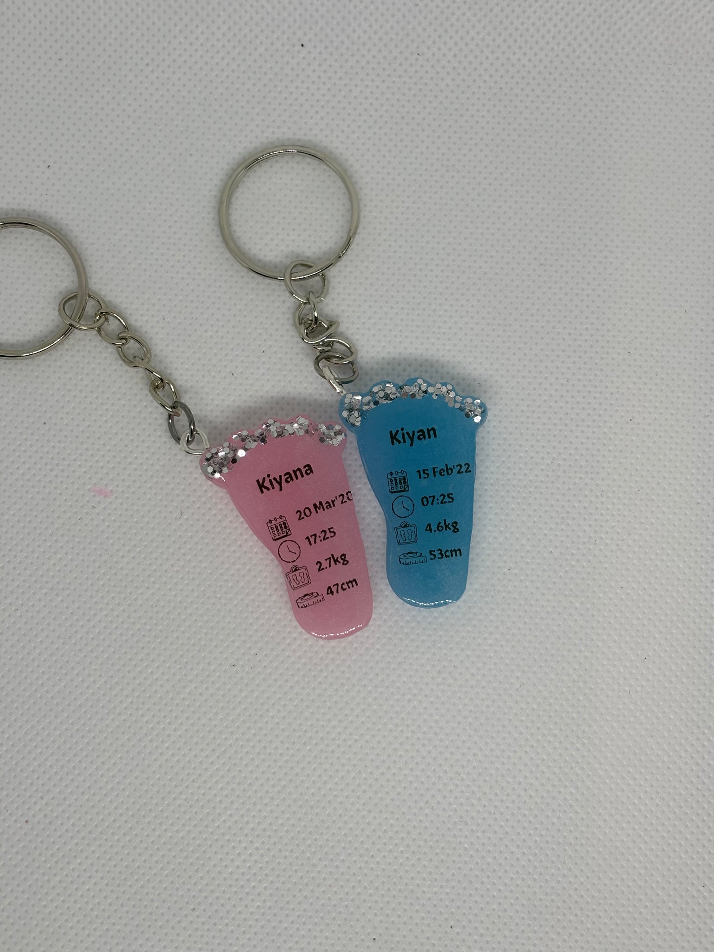 Extra Small Foot Birth Detail Key Chain