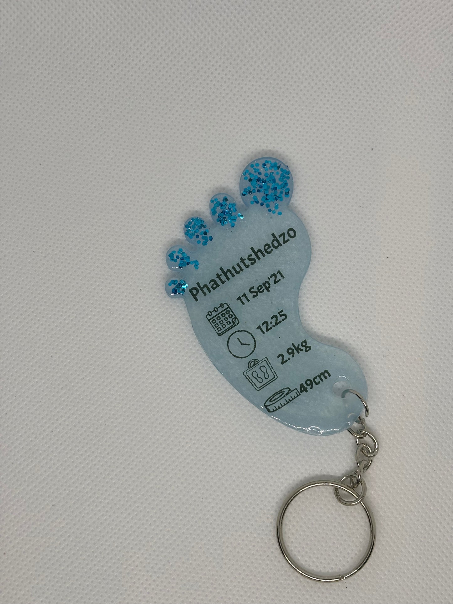 Large Foot Birth Detail Key Chain