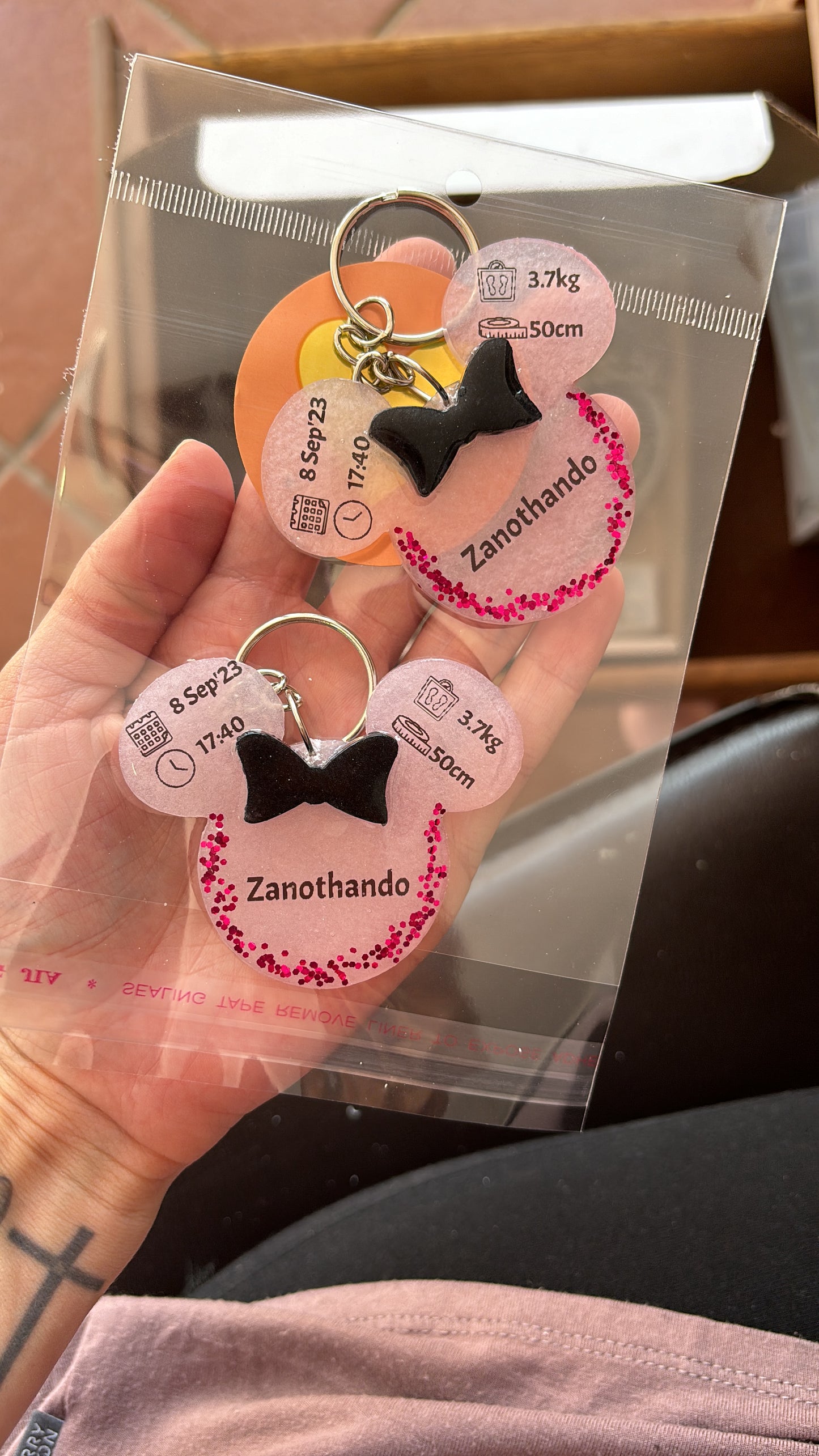 Minni Mouse Birth Detail Key Chain