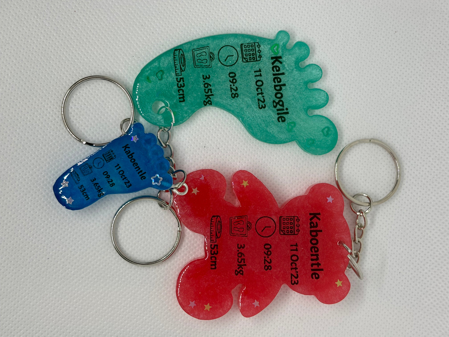 Teddy Bear Birth Detail Key Chain