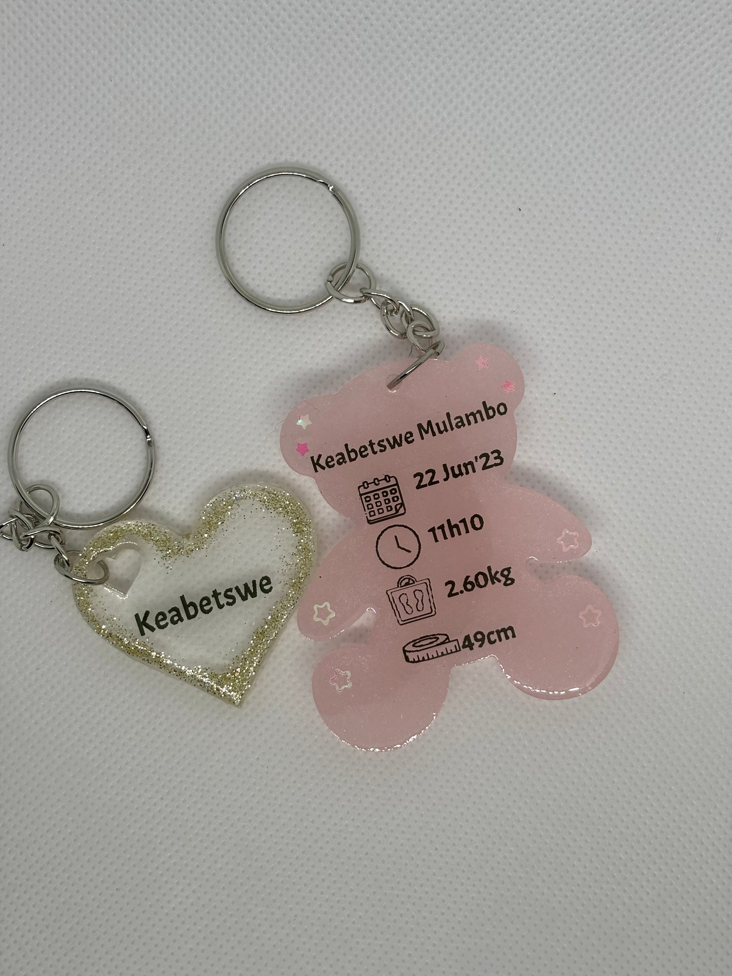 Teddy Bear Birth Detail Key Chain