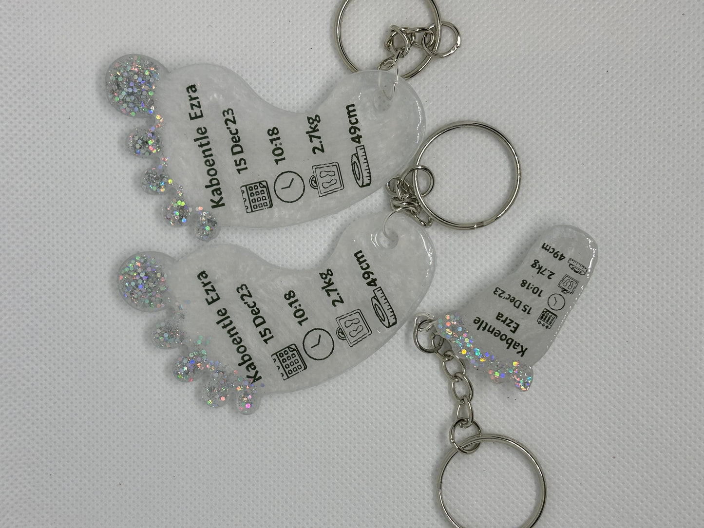 Large Foot Birth Detail Key Chain