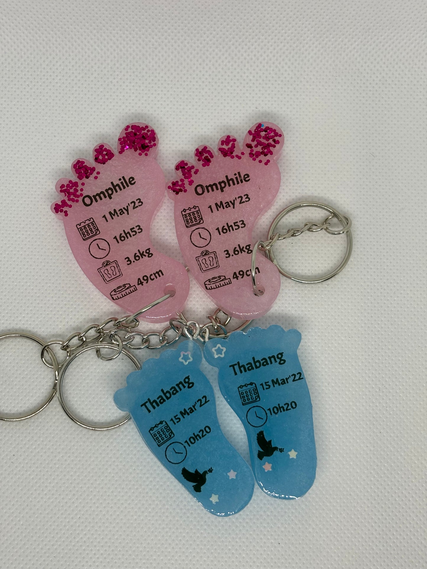 Small Foot Birth Detail Key Chain