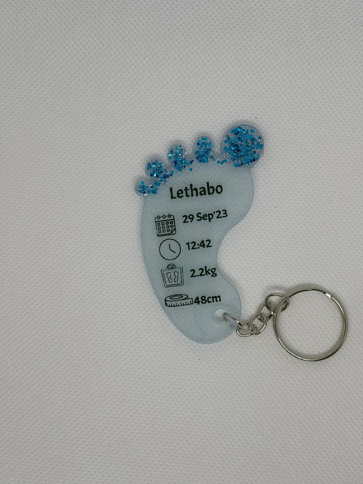 Large Foot Birth Detail Key Chain