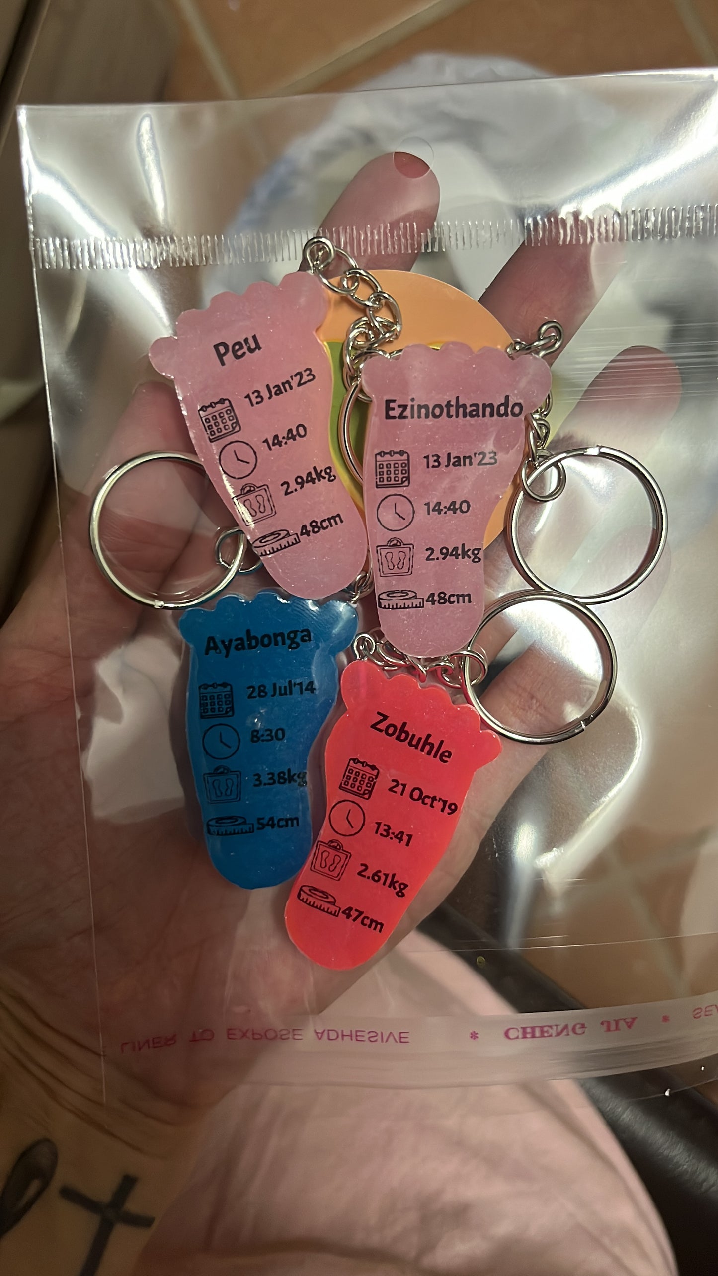 Small Foot Birth Detail Key Chain
