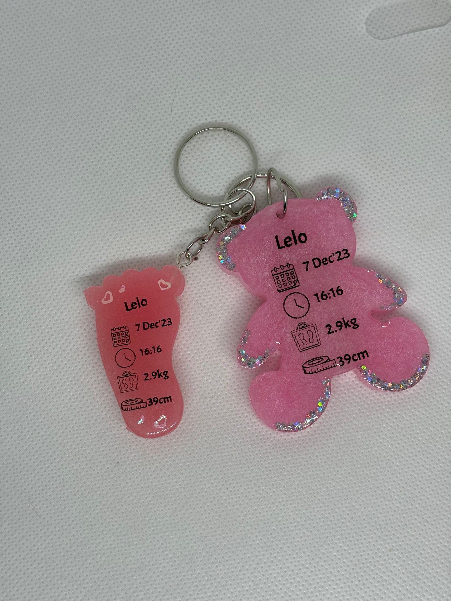 Teddy Bear Birth Detail Key Chain