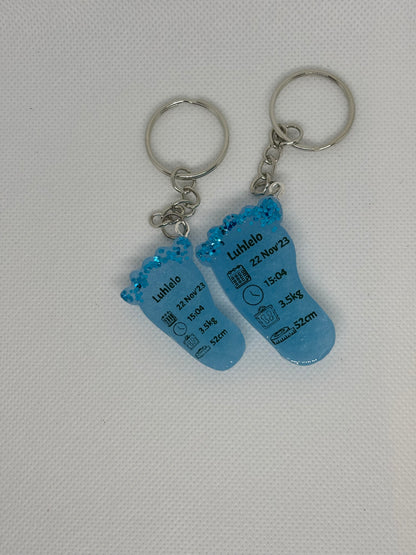 Extra Small Foot Birth Detail Key Chain