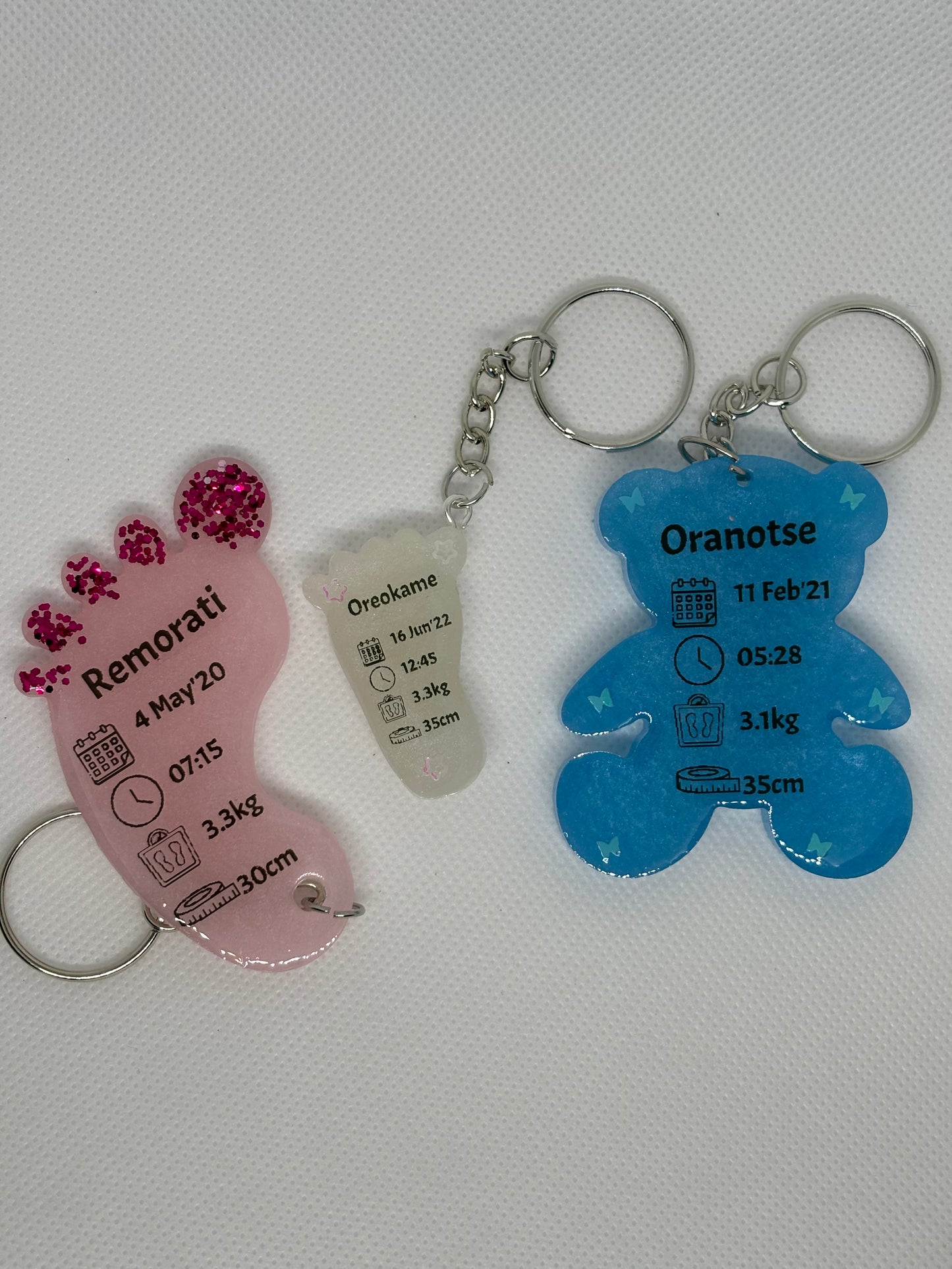 Teddy Bear Birth Detail Key Chain