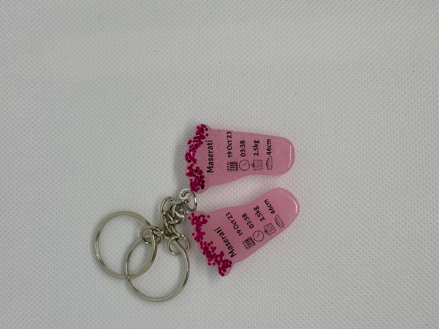 Extra Small Foot Birth Detail Key Chain
