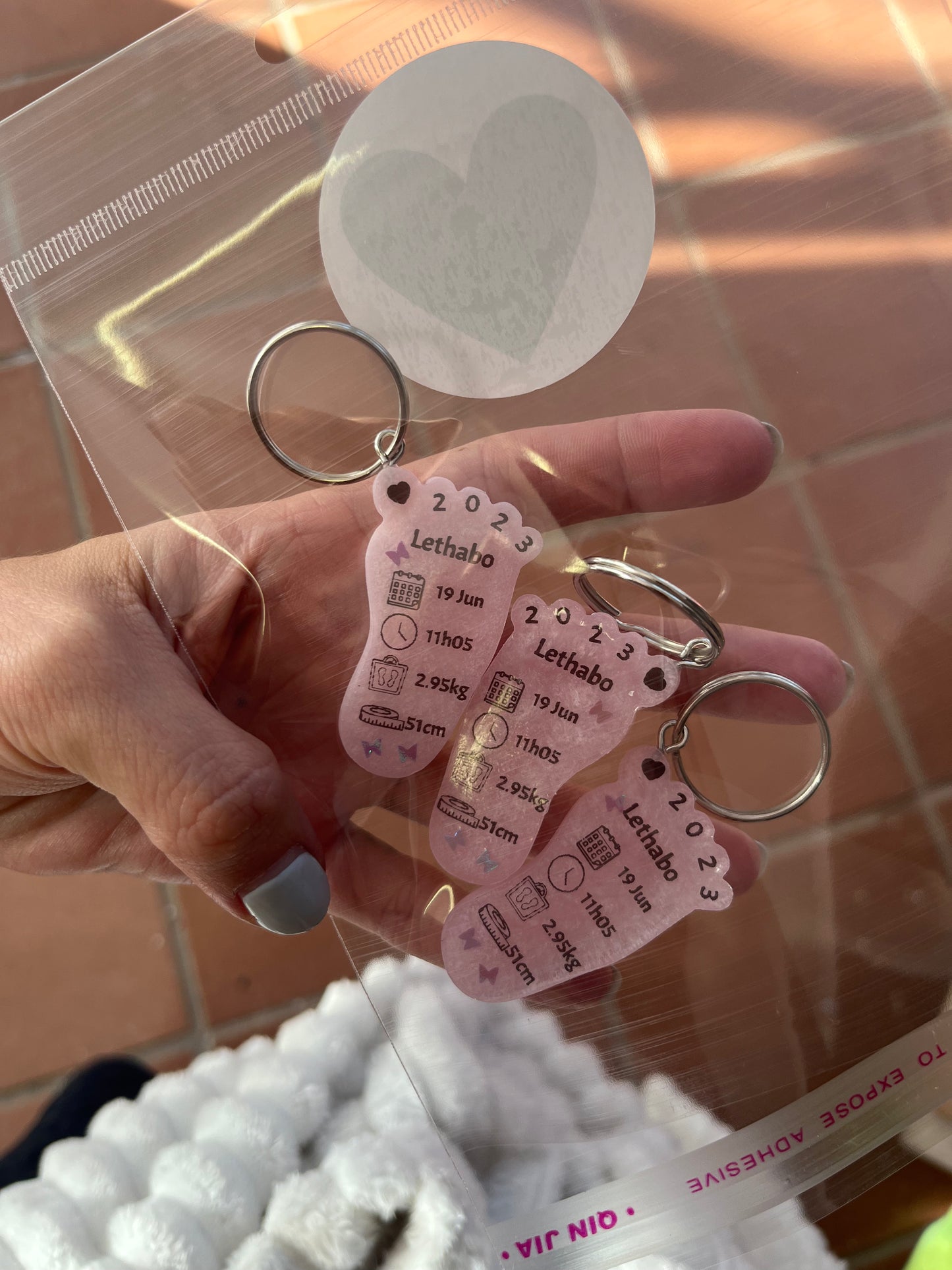 Small Foot Birth Detail Key Chain