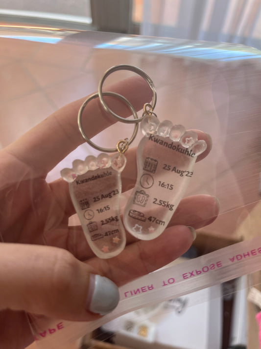 Small Foot Birth Detail Key Chain