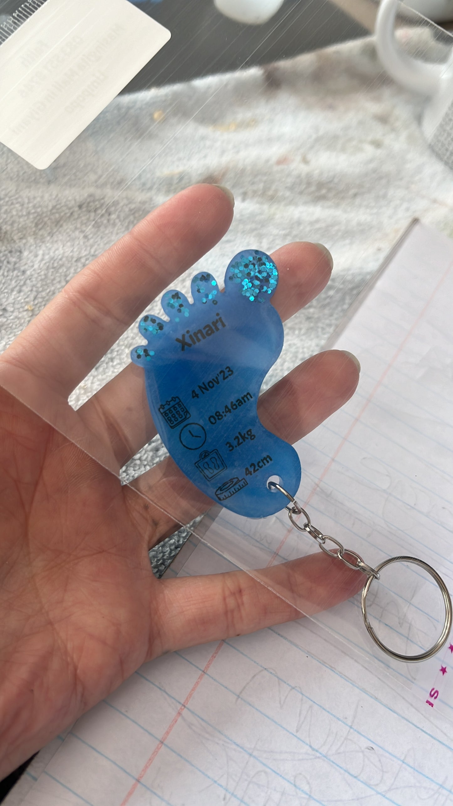 Medium Foot Birth Detail Key Chain Shape A