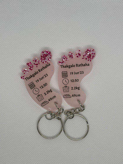 Large Foot Birth Detail Key Chain
