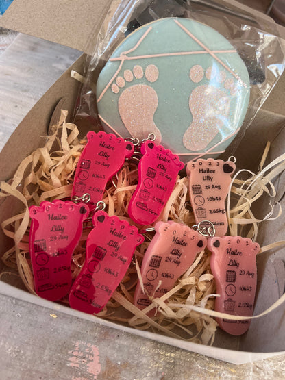 Small Foot Birth Detail Key Chain