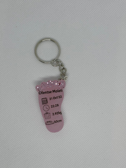 Small Foot Birth Detail Key Chain