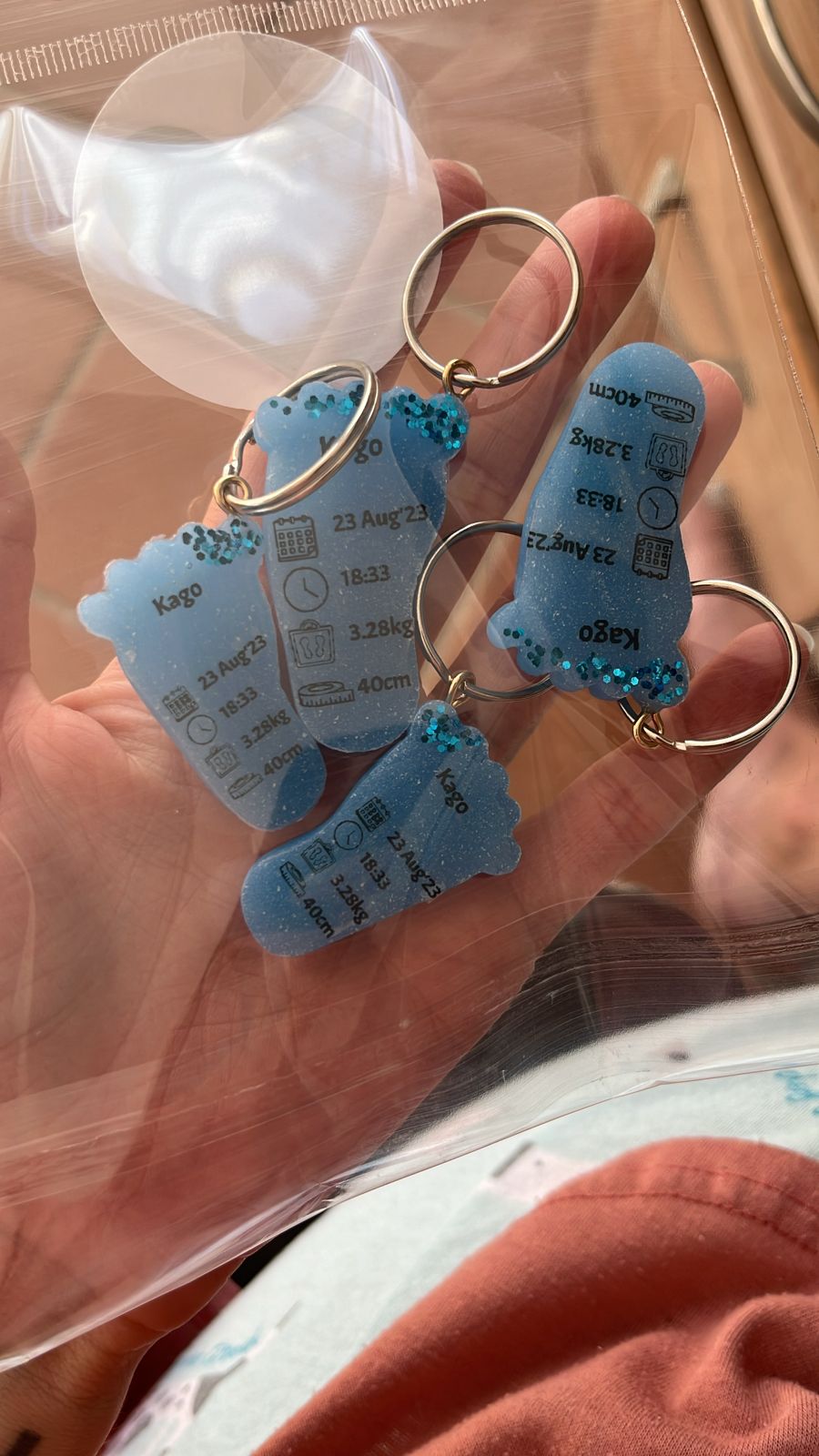 Extra Small Foot Birth Detail Key Chain