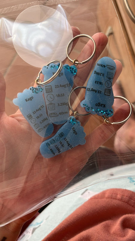 Extra Small Foot Birth Detail Key Chain