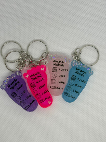 Small Foot Birth Detail Key Chain