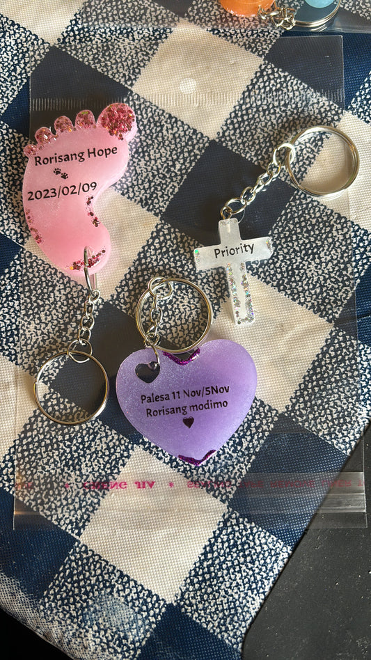 Heart with Birth Details/ Name Key Chain Shape B