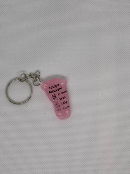 Extra Small Foot Birth Detail Key Chain