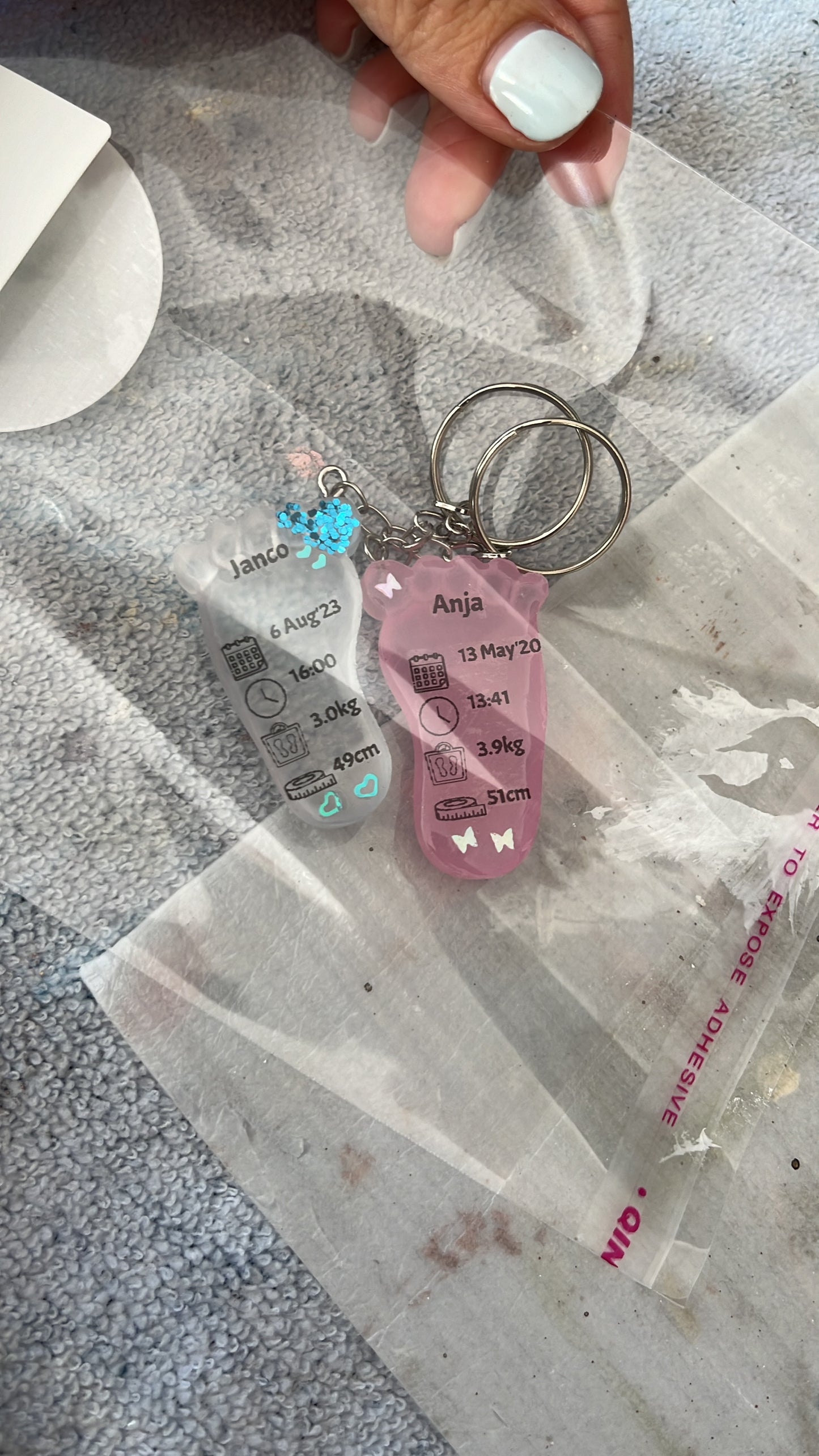 Small Foot Birth Detail Key Chain