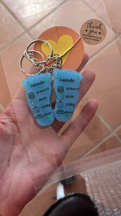 Small Foot Birth Detail Key Chain