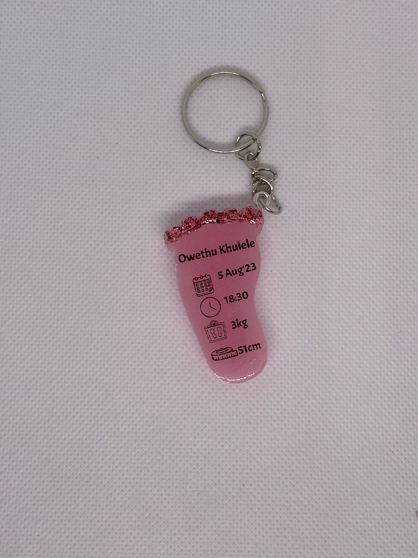 Extra Small Foot Birth Detail Key Chain